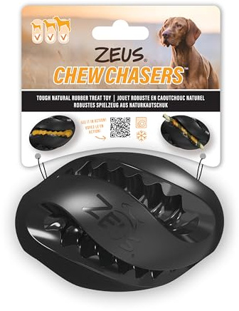 Zeus Chew Chasers Treat Rugby Ball Black 12.5cm