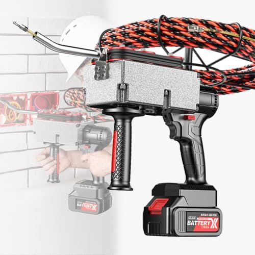 GAYAYAS Tiracables para electricistas, 40 m/min, tracción en 6 Ruedas, enhebrador de Cables eléctricos de Pared, Herramienta para enhebrar Cables, Velocidad Ajustable,2-BATT-30M