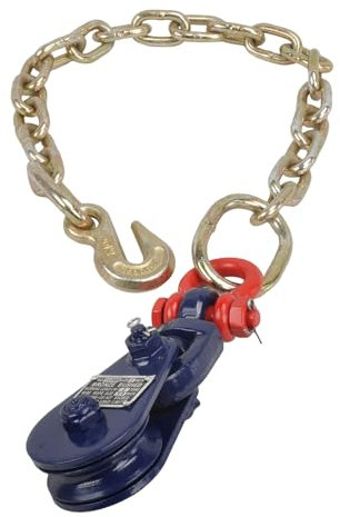 TBAPFS 2 Tons Snatch Block with 2 ft G70 5/16 Chain Flatbed Tow, 3 Sheave for 3/8 Inch Wire Rope for Truck Rollback Wrecker Car Hauler Winch Carrier Cable Towing and Recovery