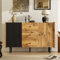 Sideboard Schwarz Holzoptik – 120 cm Kommode mit 2 Türen & 3 Schubladen, Dämpfungsscharniere, Modernes Design, Metallrahmen, Viel Stauraum für Wohnzimmer & Flur