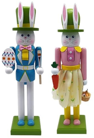 Ostern Nussknacker, 30,5 cm Osterhase Holz Nussknacker Dekor Holz Nussknacker Dekorationen Ostern Nussknacker Figur Ostern Dekorationen für Zuhause Kaninchen Nussknacker Dekor