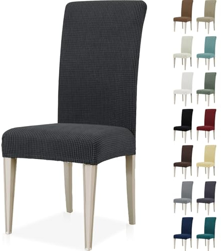 Ystyle Stretch Stuhlhussen 6er Set, Stuhlbezug Elastisch Abnehmbarer Waschbarer, Universal Hussen Für Stühle, Stuhlbezüge Chair Cover Für Hotel Bankett Küche Restaurant Hochzeit Party, Dunkelgrau