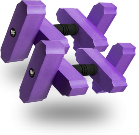 Haltères aquatiques multifonctions (x2) pour piscine, aquagym, fitness ou rééducation – Mousse PE légère – Technologie Hydrofibi® brevetée (Mauve, Strong)