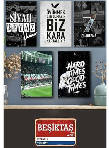 Jungengel Beşiktaş Kartal Wandbild Set 6-teilig – Fan-Dekoration für Wohnzimmer & Büro