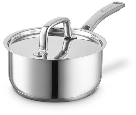 Sur La Table 20cm Saucepan, Riveted Steel Handle and Lid, Induction Compatible, Stainless Steel