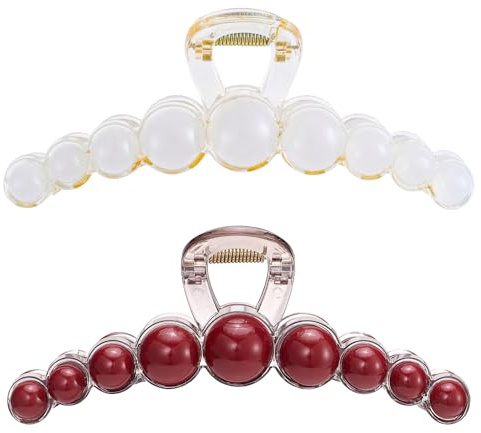 Textention Plastic Hair Claw Clips, Extra Large Vintage Claw Jaw Clip for Women, Non-Slip Strong Hold Elegant Acrylic Ornaments Clasps Styling Clamps Accessories for Lady Thin, Thick Hair (2 Pack)