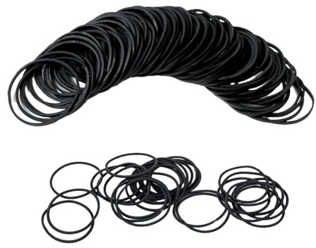 Gummibänder Set,100 Stück Gummiringe aus Natürlichem Kautschuk, Breiter und Dicke Gummiband mit 5CM Flacher Länge, Guter Elastizität für Büro, Zuhause und Schulbedarf (Schwarz-100pcs)