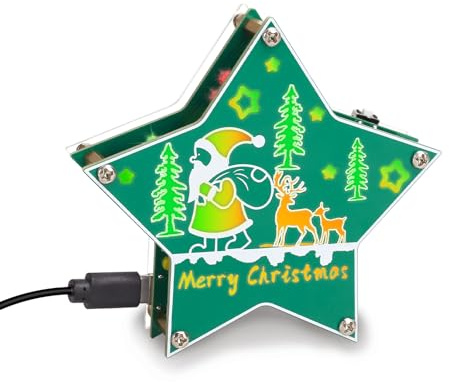 ICrduioo DIY LED Weihnachtssternlichter Löt Bausatz Elektronik Bausatz Bunte Weihnachtsmann Kit Science Project Kreative Lötset Weihnachtsbeleuchtung deko