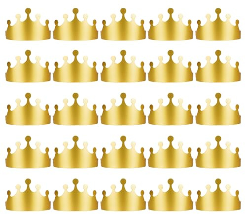 Tgsedr 25 Stück Goldenen Papierkronen Faltbar Geburtstagskrone Kinder Krone Geburtstag Einstellbar Geburtstagskrone für Kinder Erwachsene Party Dekoration für Geburtstag Neujahr Hochzeit