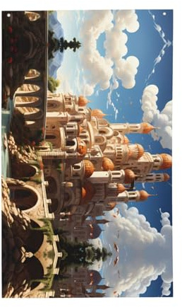 Anime Castle Sky Flagge, dekorative Outdoor-Flagge, 90 x 152 cm, vertikales Polyester-Banner