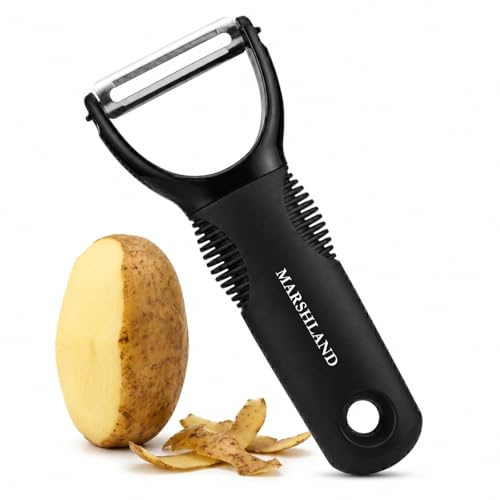 MARSHLAND Premium Swivel Vegetable Peeler, Stainless Steel Y-Shaped Design, Non-Slip Ergonomic Handle, Dishwasher Safe Kitchen Tool for Fruits and Vegetables