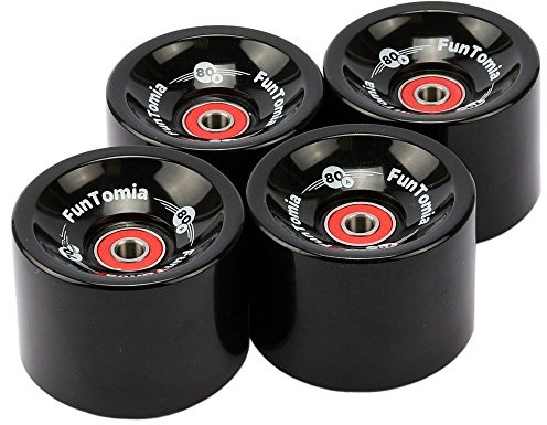 FunTomia Longboard Rollen 70x51mm 80A mit Mach1 Kugellager, Schwarz, 4 Stück