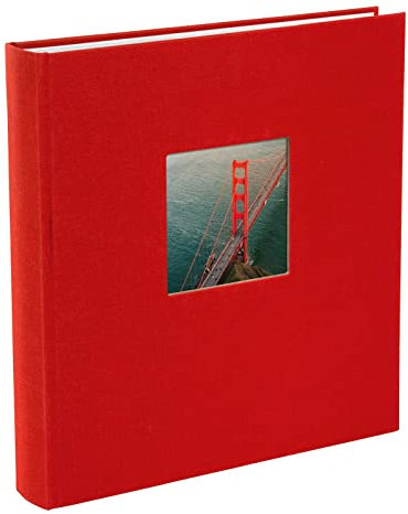 goldbuch 27 890 Bella Vista Fotoalbum mit Bildausschnitt Rot, Erinnerungsalbum im Format 30 x 31 cm, Foto Album 60 weiße Seiten mit Pergamin-Trennblättern, Fotobuch mit Leineneinband, Chilirot