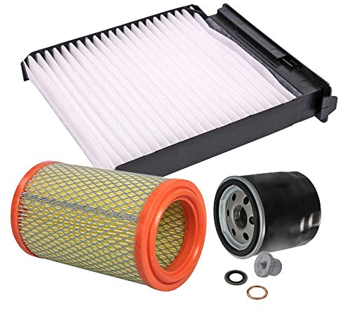 BESTPRICE Inspektionspaket Filterset mit 1x Ölfilter; 1x Luftfilter; 1x Innenraumfilter; 1x Ölablassschraube inkl. Dichtring, KOMPATIBEL MIT - RENAULT TWINGO II (CN0_)