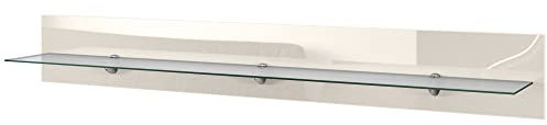 Vladon Wandregal Bari, Made in Germany, in Creme Hochglanz - Modernes Schweberegal (146 x 20 x 19 cm)