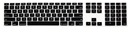 HRH Black Silicone Keyboard Skin Cover for iMac Wired USB Full Size Keyboard with Numeric Keypad A1243(G6 MB110LL/B and MB110LL/A)