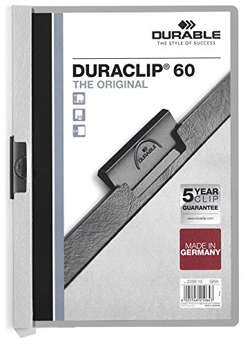 Durable Klemm-Mappe Duraclip Original 60 (für 1-60 Blatt A4), 25 Stück, grau, 220910