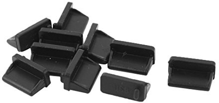 sourcing map 10 Stück Silikon USB-Anschluss Abdeckkappenschutz Schwarz für weibliches Ende