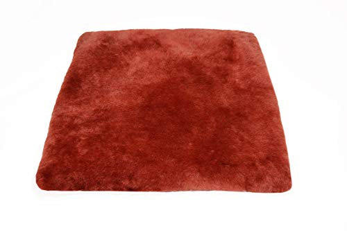 Reissner Lammfelle | SIKI-VF | echtes Merino Schaffell | Sitzpolster Autokissen Rollstuhlauflage Katzenbett | Vollfell Qualität | 40x40cm rot