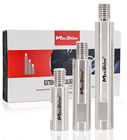 Maxshine Universal Stainless Steel Rotary Extension Shaft Set - 2in, 3in, 5in, Fits 5/8” Backing Plate - 3 Pieces Rotary Polisher Extender for Car Polishing & Angle Grinder -Rotary Polisher Accessory