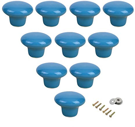 SeeRaphee Ceramic Round Cabinet Handles Drawer Pulls Round Door Knobs for Kid's Room Bedroom Door Cabinet Cupboard Wardrobe Pulls-10 Pack