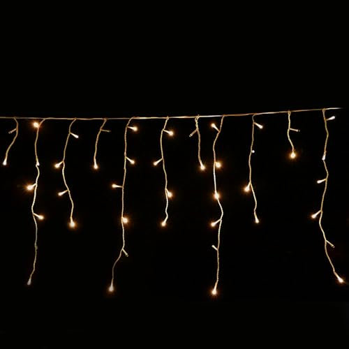Gartenpirat Eisregen Lichterkette 12 m 480 LED warmweiß LED-Lichterkette außen innen Timer Flash-Effekt