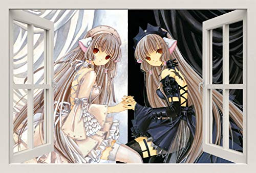 Unified Distribution Anime & Manga - Chobits Black&White - Wandtattoo mit 3D Effekt, Aufkleber für Wände und Türen Größe: 92x61 cm, Stil: Fenster