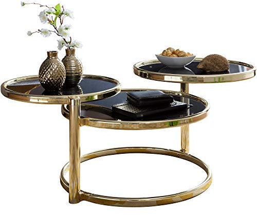 KADIMA Design Couchtisch Zamina Metall Glas Beistelltisch Wohnzimmertisch Gold Tisch