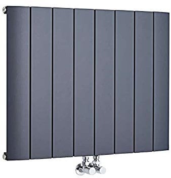 Milano Skye Anthracite Horizontal Single Flat Panel Aluminium Radiator - 600mm x 755mm