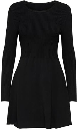 Only ONLALMA L/S O-Neck Dress KNT Noos Vestido, Negro (Black Black), L para Mujer