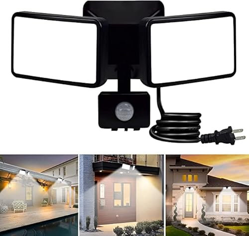 Depuley 20W projecteur led exterieur detecteur de mouvement, Projecteur Spot LED Extérieur et Intérieur Orientable, Blanc Froid 6000K 1600LM, Mode Auto pour Garage, Entrée, Escalier et Jardin