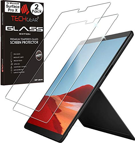 TECHGEAR 2 Stück Schutzfolie kompatibel mit Microsoft Surface Pro X (13 Zoll) Schutzfolie, Displayschutzfolie aus gehärtetem Glas [9H Härte] [Crystal Clarity]