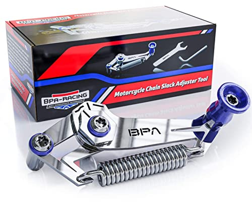 BPA–Racing Motorcycle Chain Slack Adjuster Tool - Innovative Chain Tensioning Tool For Easy, Quick & Precise Chain Slack Adjustment- Slack Setter Tool (Blue)