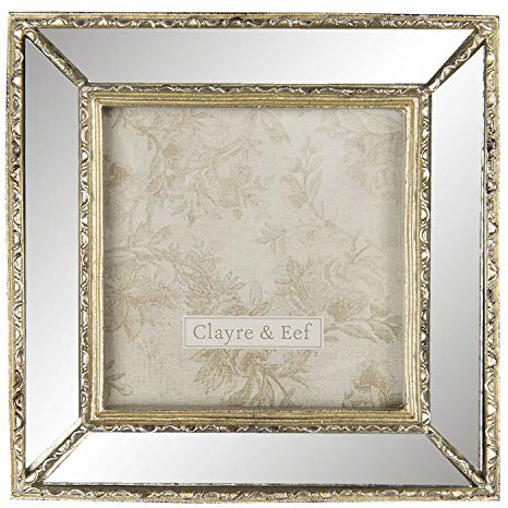 Clayre & Eef Fotorahmen Bilderrahmen Rahmen 15 * 2 * 15 cm / 10 * 10 cm goldfarbend Polyresin/Glas 2F0707