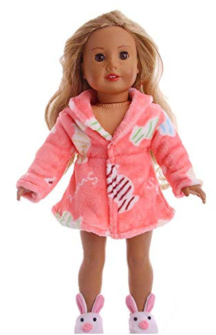 DUORUI Puppe Kleidung Kleid Winter Outfit Pyjama Plüsch Bademantel Nachthemd für American Girl Doll 18 Zoll