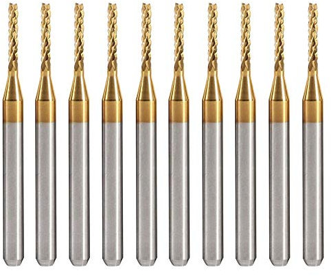 10pcs PCB Fraises Rotatives Titane Plaqué Carbure Fin Moulin Gravure Bits Set 1/8（3mm）Queue Forets Bits Pour CNC Gravure Rotatives 1.5mm