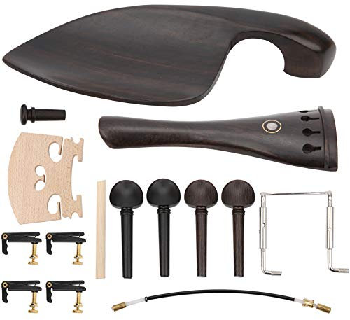 Das 4/4-Violin-Teileset aus Ebenholz-Ahornholz enthält Kinnstütze, Stimmwirbel, Brückenstifte und Saitenhalter Zubehör Für Spielinstrumente Musikinstrumentenzubehör