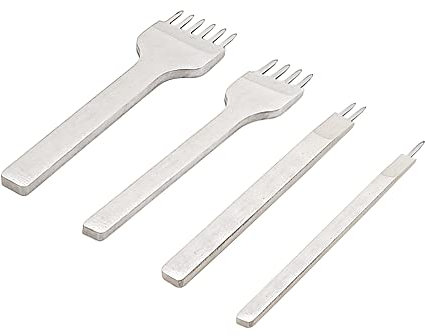 4 pcs Leather Craft Chisel Hole Punch 4mm 1/2/4/6 Prong Metal Tool Kits Stitching Lacing Chisel Set