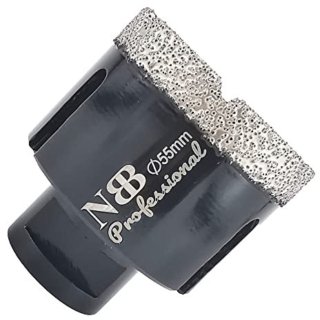 NBB Broca de diamante con M14, corona diamante para taladrar en seco y en húmedo profesionalmente en porcelana dura, cerámica, baldosas, granito, mármol, azulejo, para Amoladora Angular (55mm)