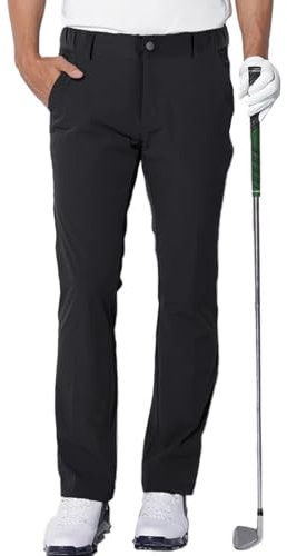 AOLI RAY Herren Golf Hosen wasserdichte Golf Stretchhose Schmale Passform Black Golf Trousers Slim fit Stretch Lang Golfhose Golf Pants Schwarz M