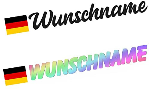 topdesignshop Fahrrad-Aufkleber Name Flagge Fahrrad-Sticker Namensaufkleber Länder-Fahne Set fürs Bike Kart Helm Motorrad
