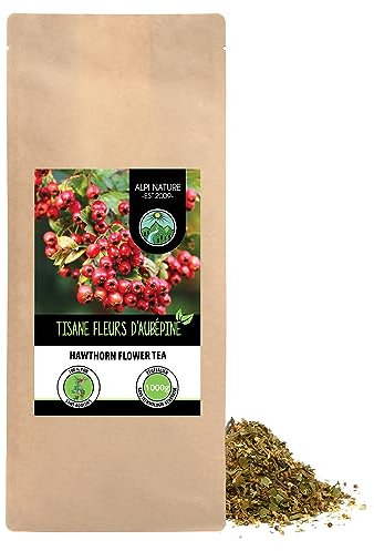 Alpi Nature Aubepine Tisane 1kg, Тhé en Vrac, Feuilles et Fleurs d'Aubépine Séchées et Coupées
