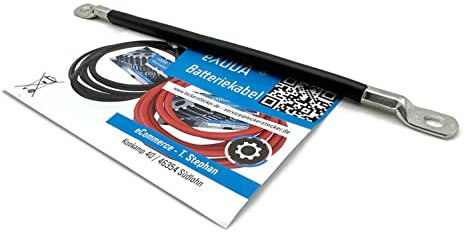 Exoda câble de batterie 25 mm² 20cm avec cosses M8 noir hautement flexible pour applications 12V automobile bateau moto pour transmission d'énergie fiable