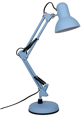 BEL AIR HOME - Lámpara de Escritorio LED Articulada Flexo Antigona | Diseño Vintage Retro | Altura Ajustable 34-67 cm | Metal Resistente | Ideal para Oficina y Hogar (AZUL MATE)