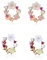 XPEX 2 Paia Orecchini a Bottone a Forma di Ghirlanda con Smalto a Goccia da Donna, Ipoallergenici, Zirconia, con Graziose Farfalle, Fiori Colorati, Perle
