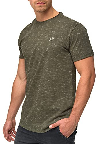 Indicode Herren Kloge T-Shirt mit Rundhals-Ausschnitt | Herrenshirt Sommershirt Army Mix, XXL