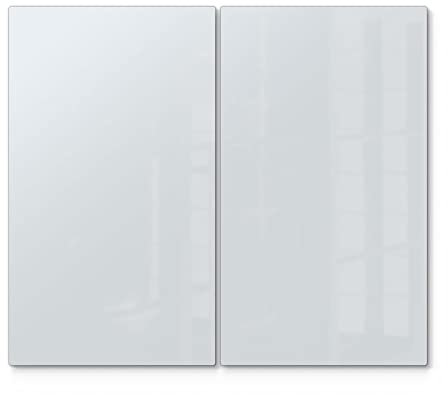 DEQORI Herdabdeckplatten Glas | 2er Set 60x52 cm | Unifarben - Hellgrau | Ceranfeld Abdeckplatten in Küche | Herd-Abdeckungen universal | Glasplatten & Schneidebretter für Kochplatte