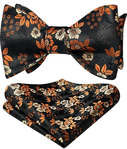 HISDERN Herren Fliege Blumen Selbstgebundene Fliege und Einstecktuch Set Paisley Jacquard für Herren für Hochzeit Feier