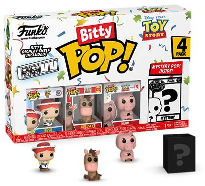 Funko Bitty Pop! Toy Story - Jessie 4PK - Jessie, Bullseye, Hamm and A Surprise Mystery Mini Figure - 0.9 Inch (2.2 Cm) Collectable - Stackable Display Shelf Included - Gift Idea - Cake Topper
