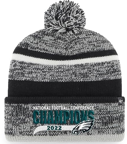 '47 Philadelphia Eagles 2022 NFC Champions Northward Cuffed Pom Knit Hat für Herren, Schwarz